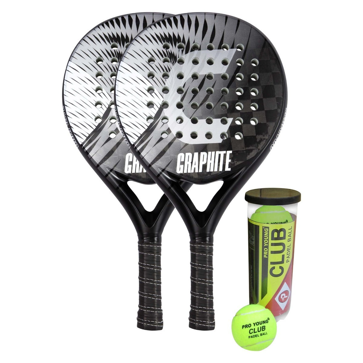 Core Padel Graphite Set, 2 Rackets + Balls