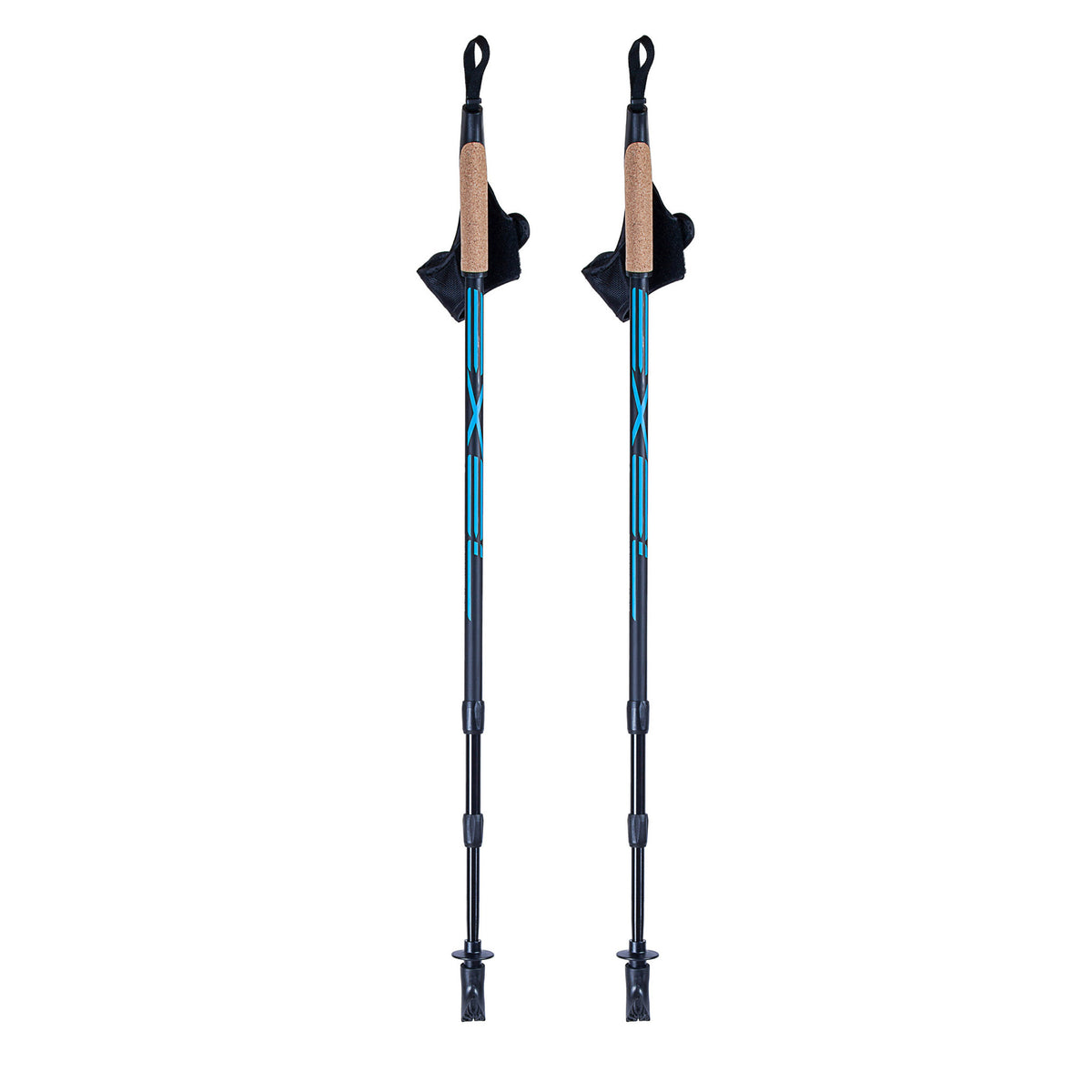 Exel Nordic Walker Alu Bastoncini regolabili da Nordic Walking Nero/Ciano 100–135 cm
