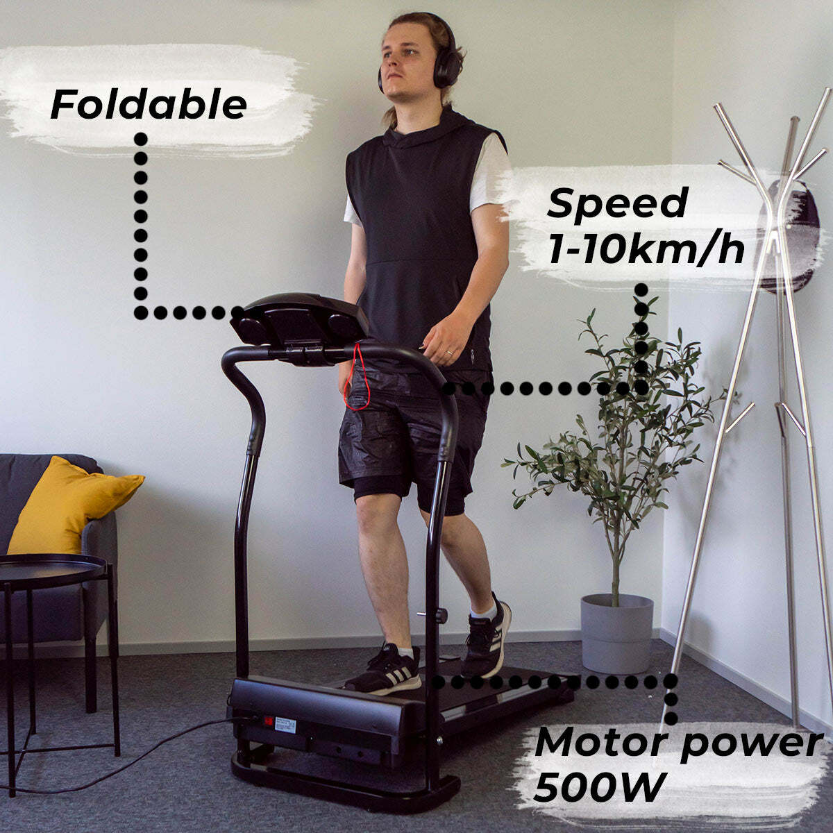 React Treadmill, motorized, black