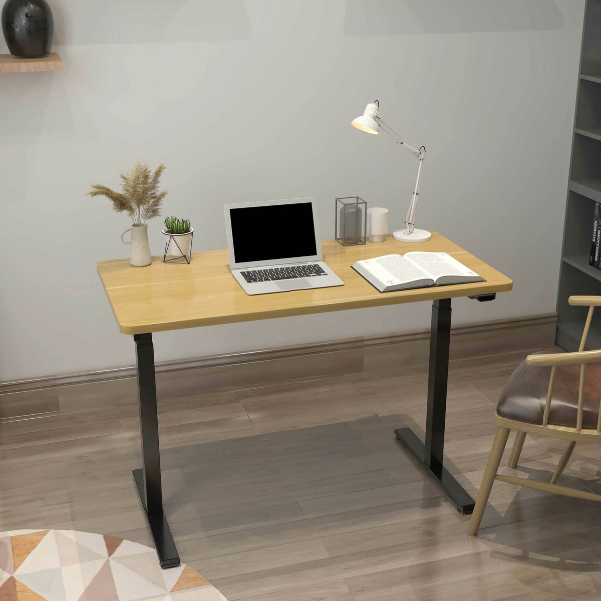 Lykke sähköpöytä M100, musta/tammi, 120 x 60 cm