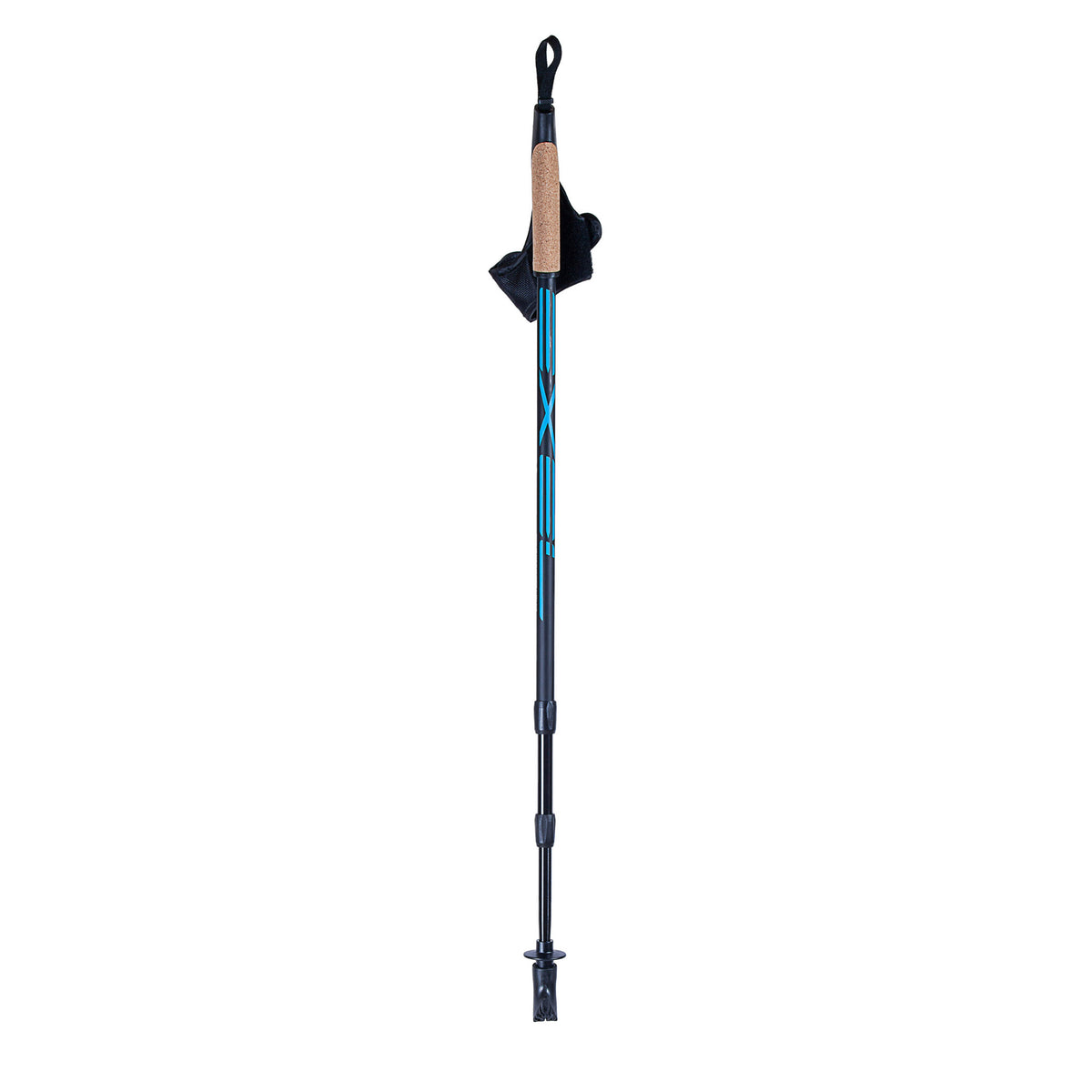 Exel Nordic Walker Alu Verstelbare Nordic Walking-stok, Zwart/Cyaan, 100-135cm