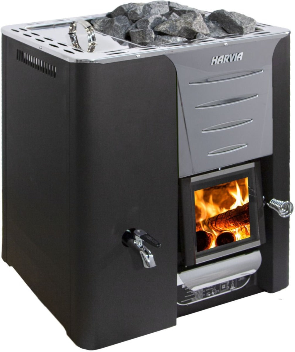 Harvia Wooden Sauna Heater 20 Pro LS, 8-20m³, water tank on the left