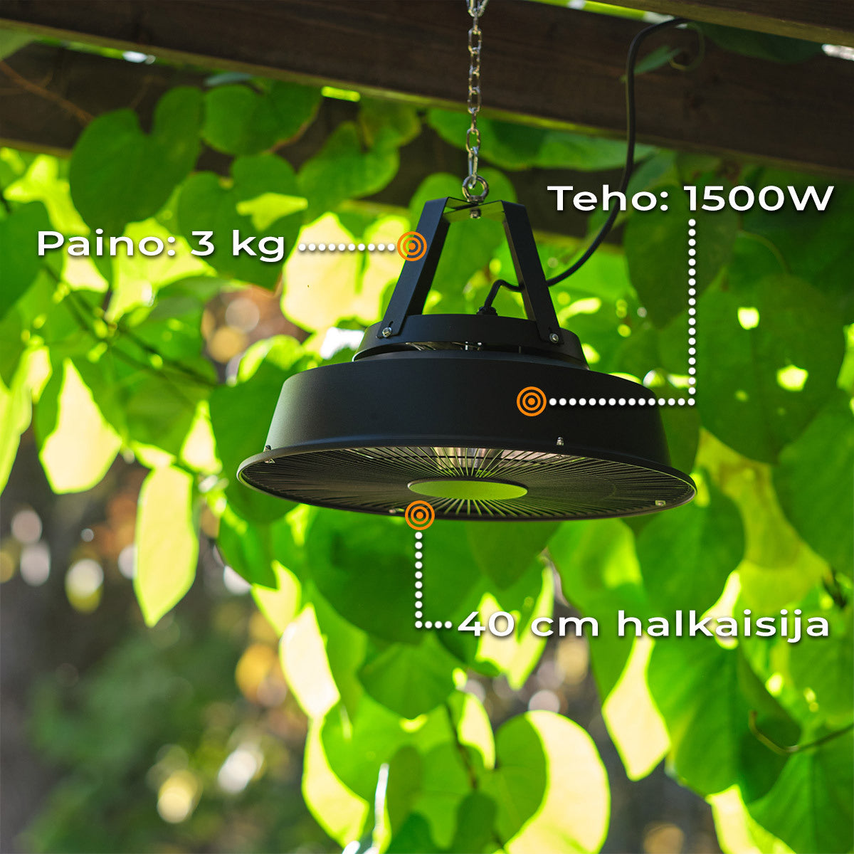Fornorth Terassilämmitin kattoon 1500W, musta