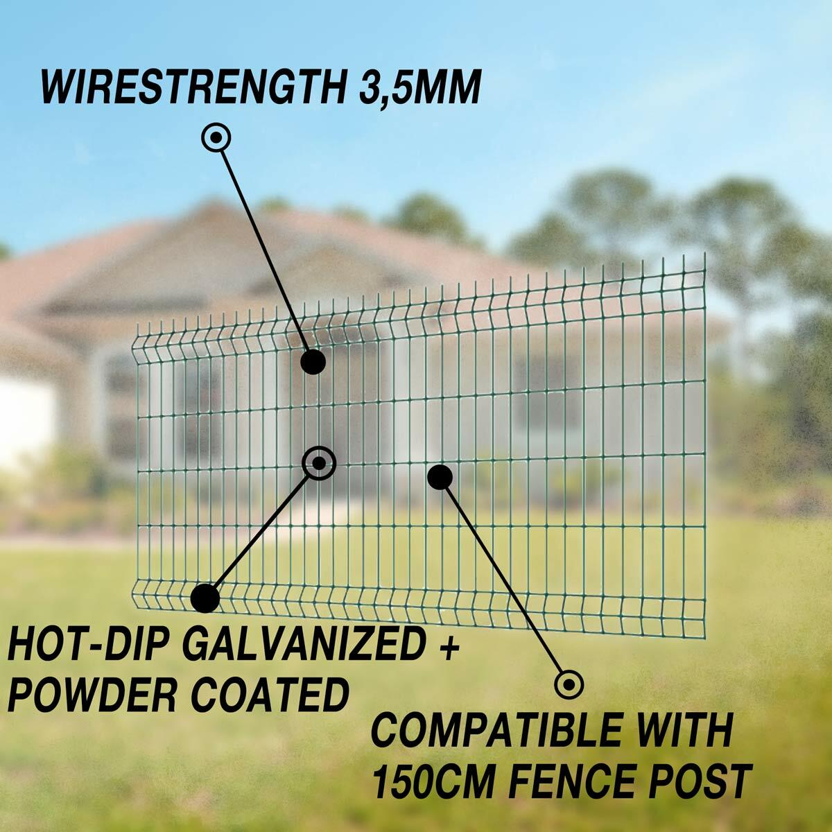 Fornorth Fence panel 1030x2500mm, wirestrength 3.5mm, green