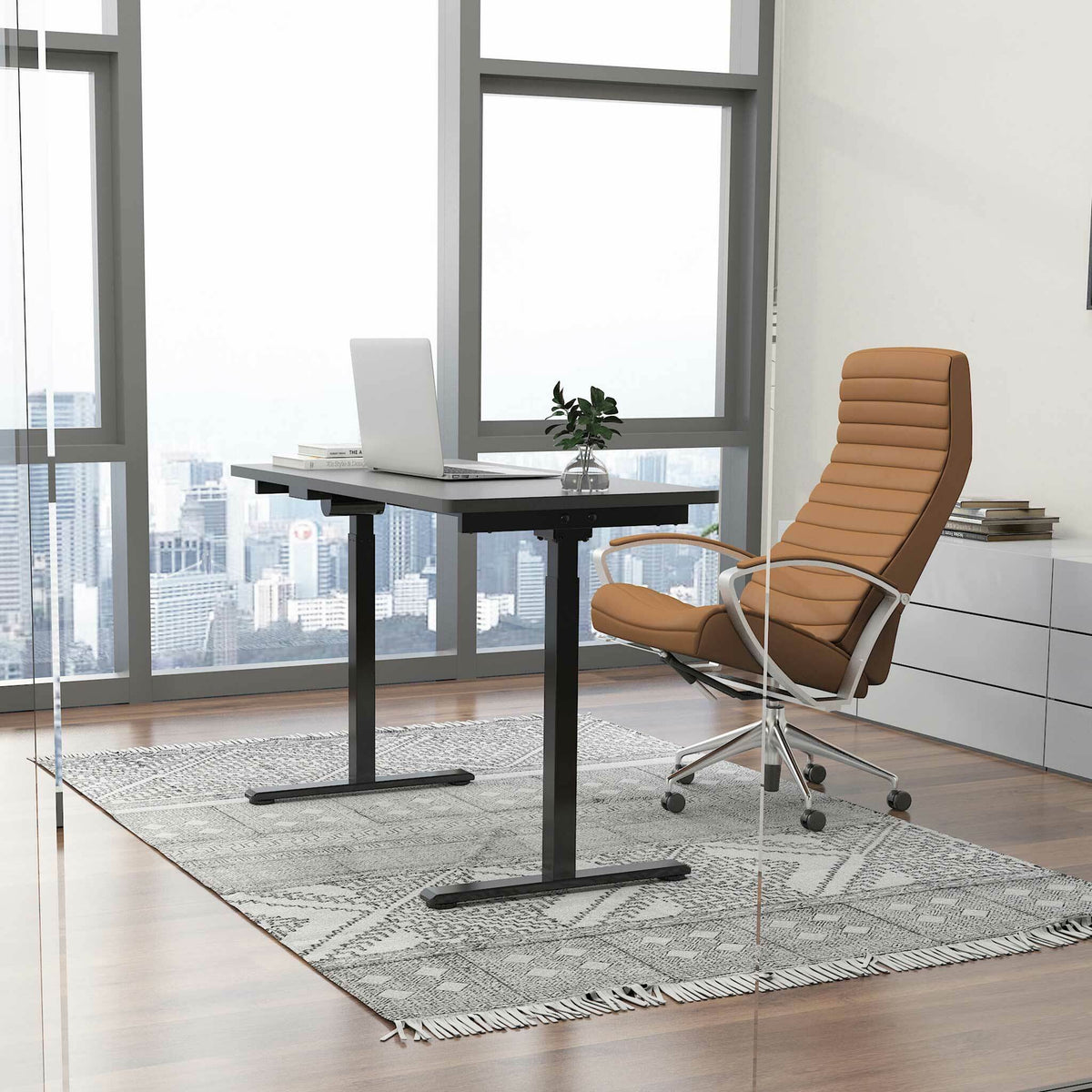 Lykke Elektrisk hæve-sænke-bord M100, sort, 140 x 70 cm