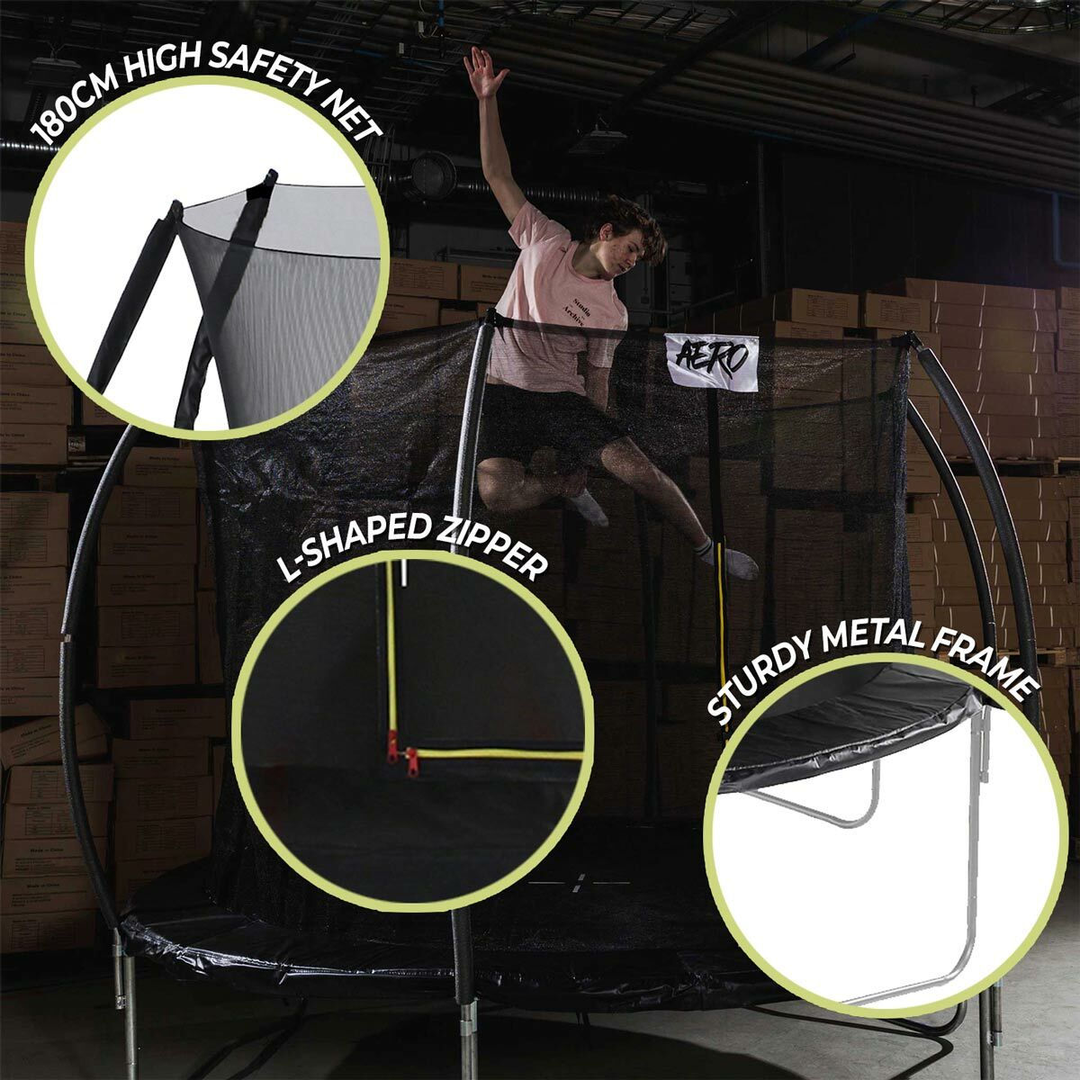 React Aero trampolino 4,27m con rete di sicurezza