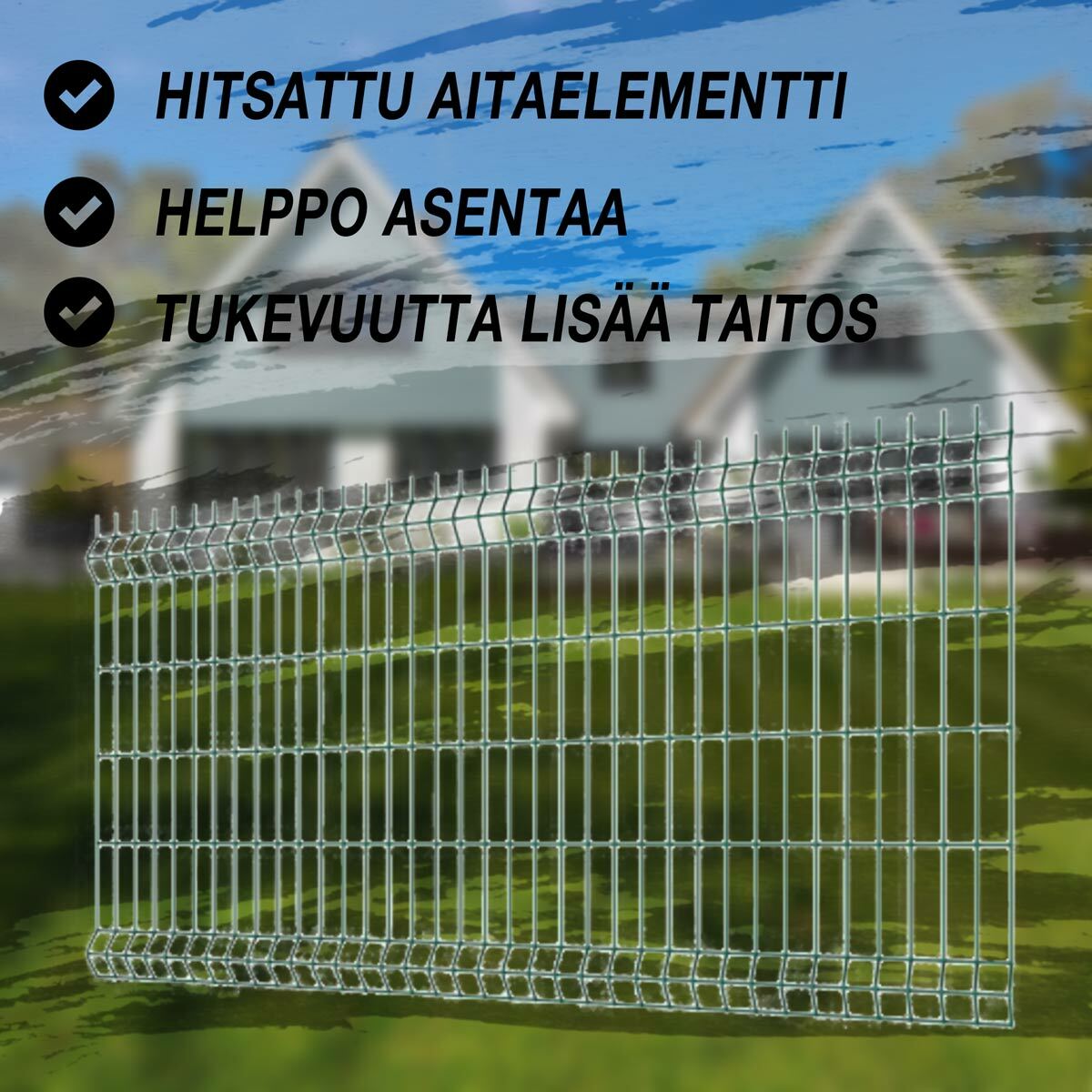 Fornorth aitaelementti 1530x2500mm, lankavahvuus 4mm, vihreä