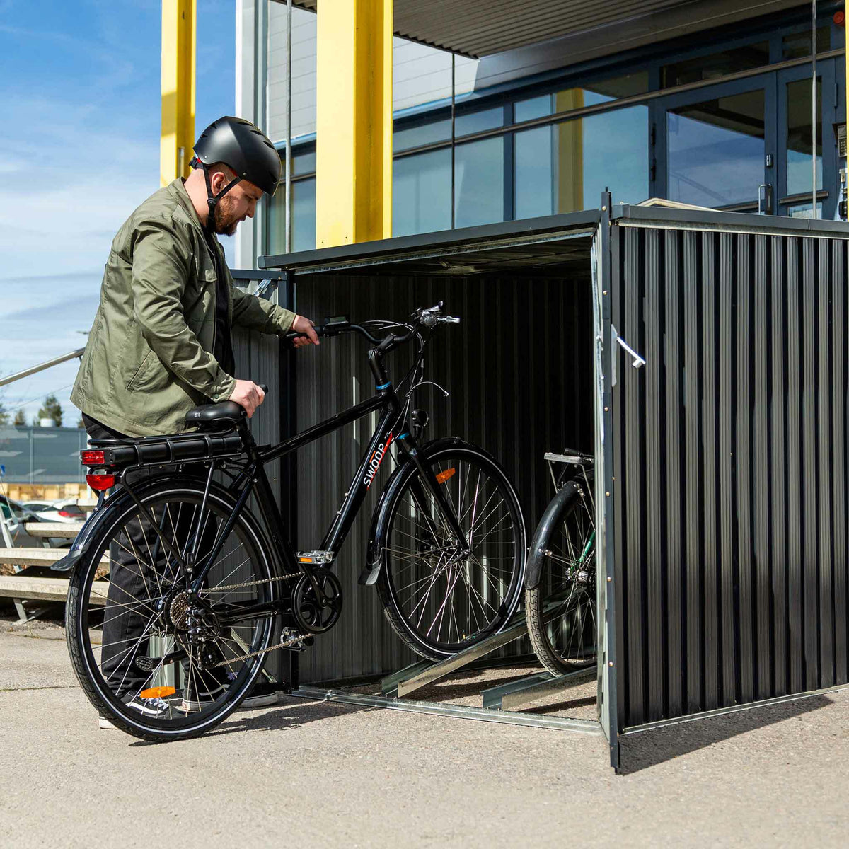 Fornorth Caseta para dos bicicletas 142x198x157cm, gris oscuro