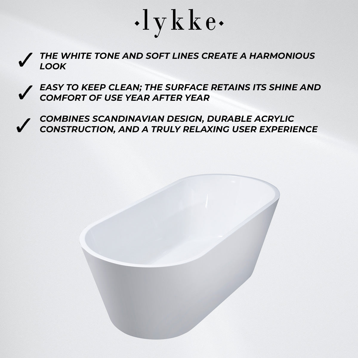 Lykke Vasca da Bagno Polar Deluxe 1600x750x580mm, Bianco