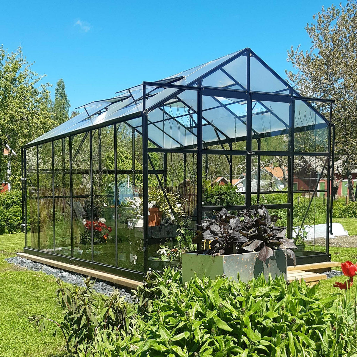 Metalcraft Tuinkas, 9,6m², 4mm veiligheidsglas, zwart