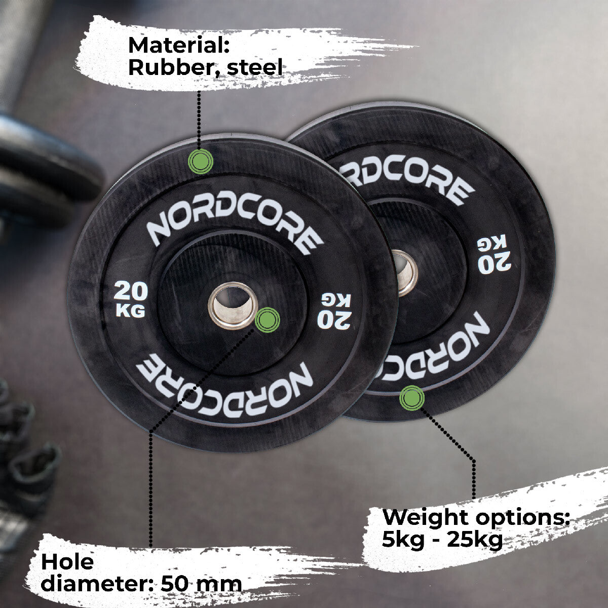 Core Set di 2 Dischi Bumper 5-25 kg