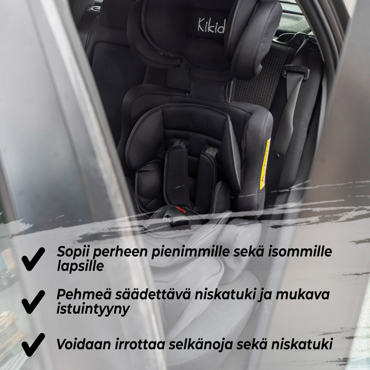 Kikid Turvaistuin Basic, 9-36 kg Black Edition