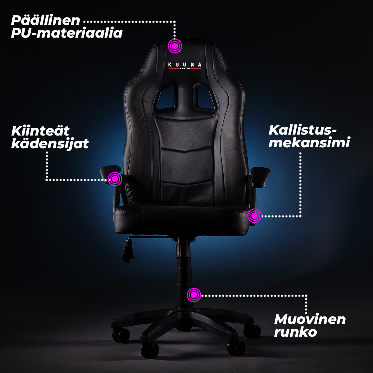 Kuura Gaming pelituoli Gamer, musta