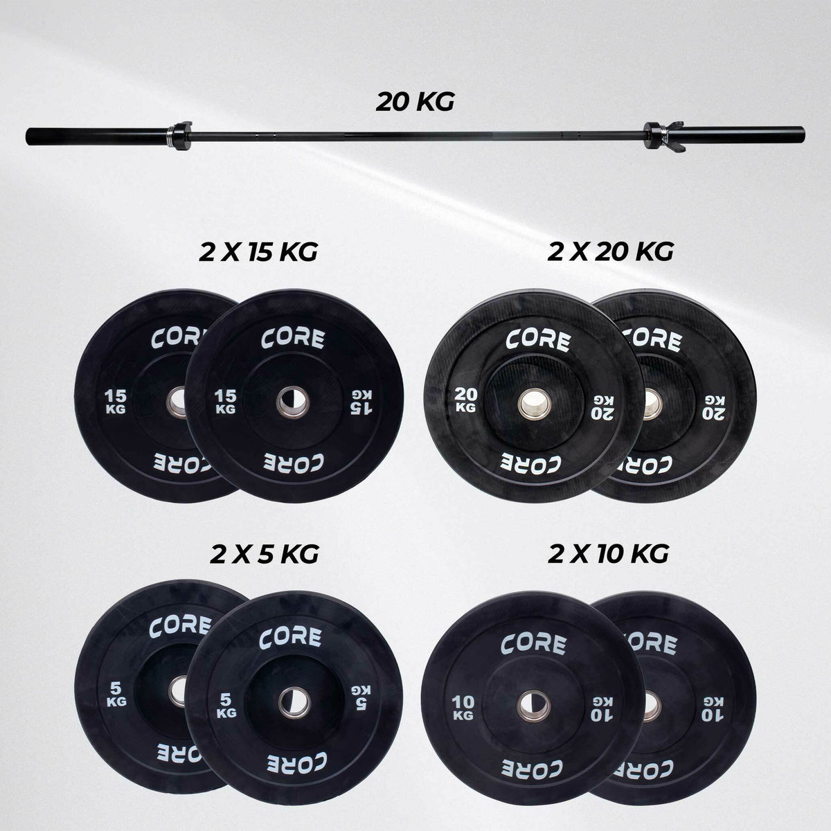 Nordcore Juego de barra y pesas Bumper Core 120 kg