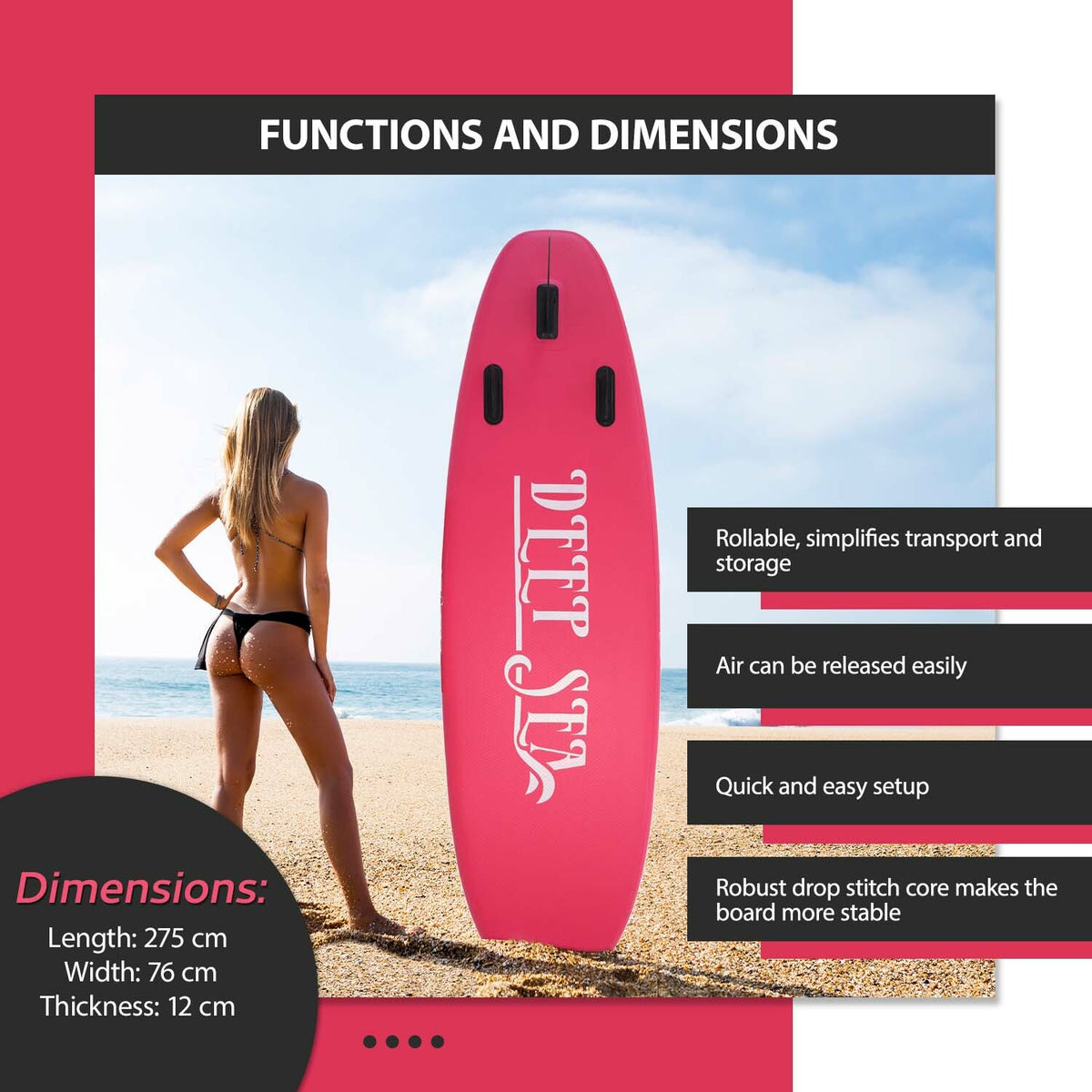 Deep Sea Stand up paddle Standard (275cm), rose