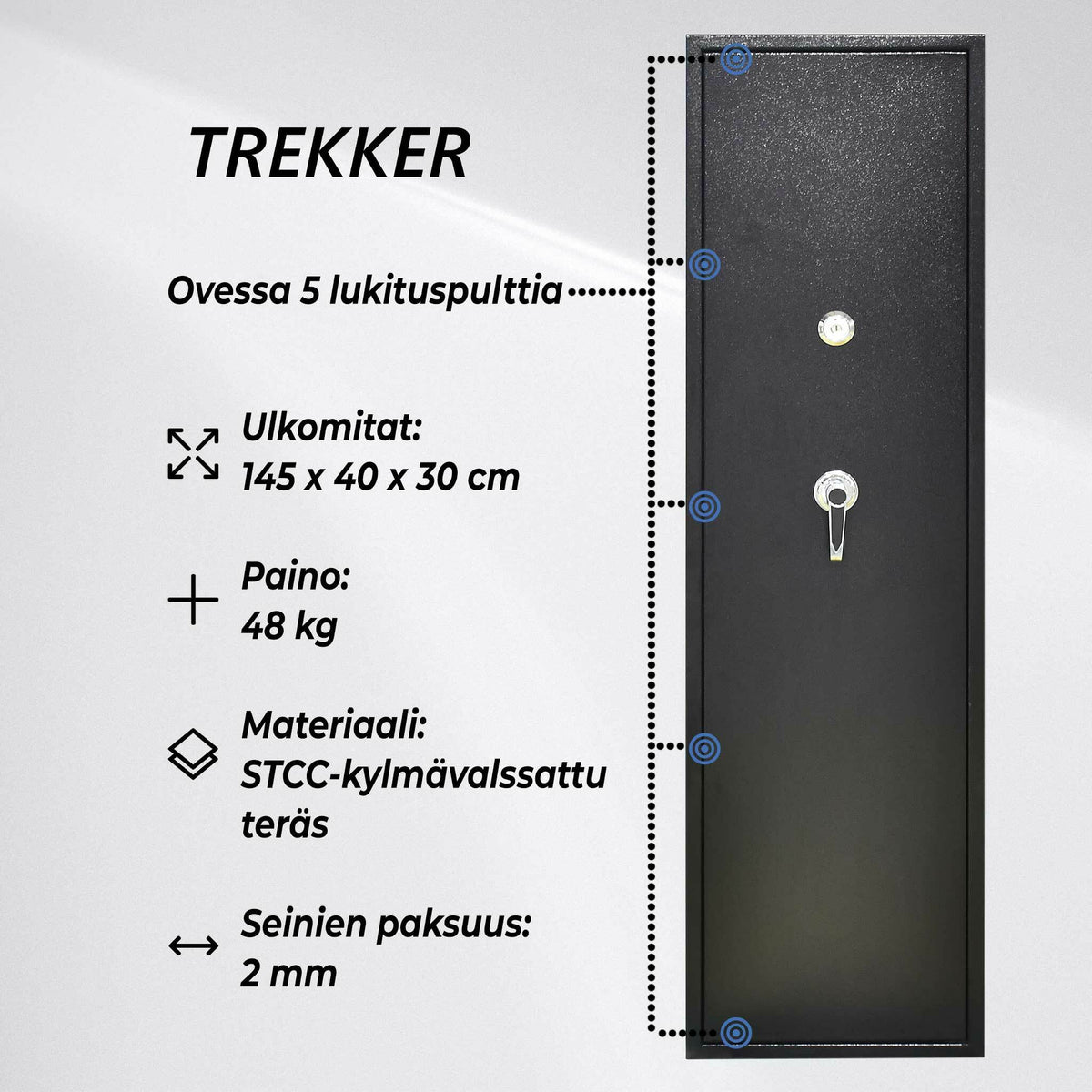 Trekker Asekaappi 6 aseelle AS600, musta