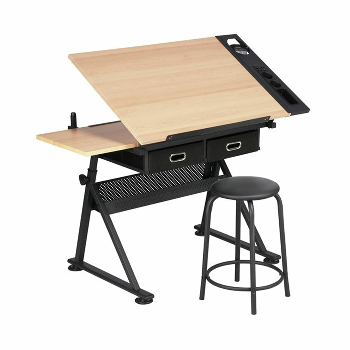 Lykke Drawing table with wooden top and stool