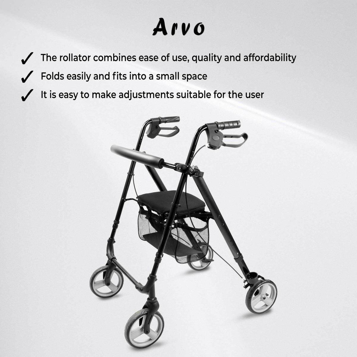 Rollator Arvo, light, Schwarz