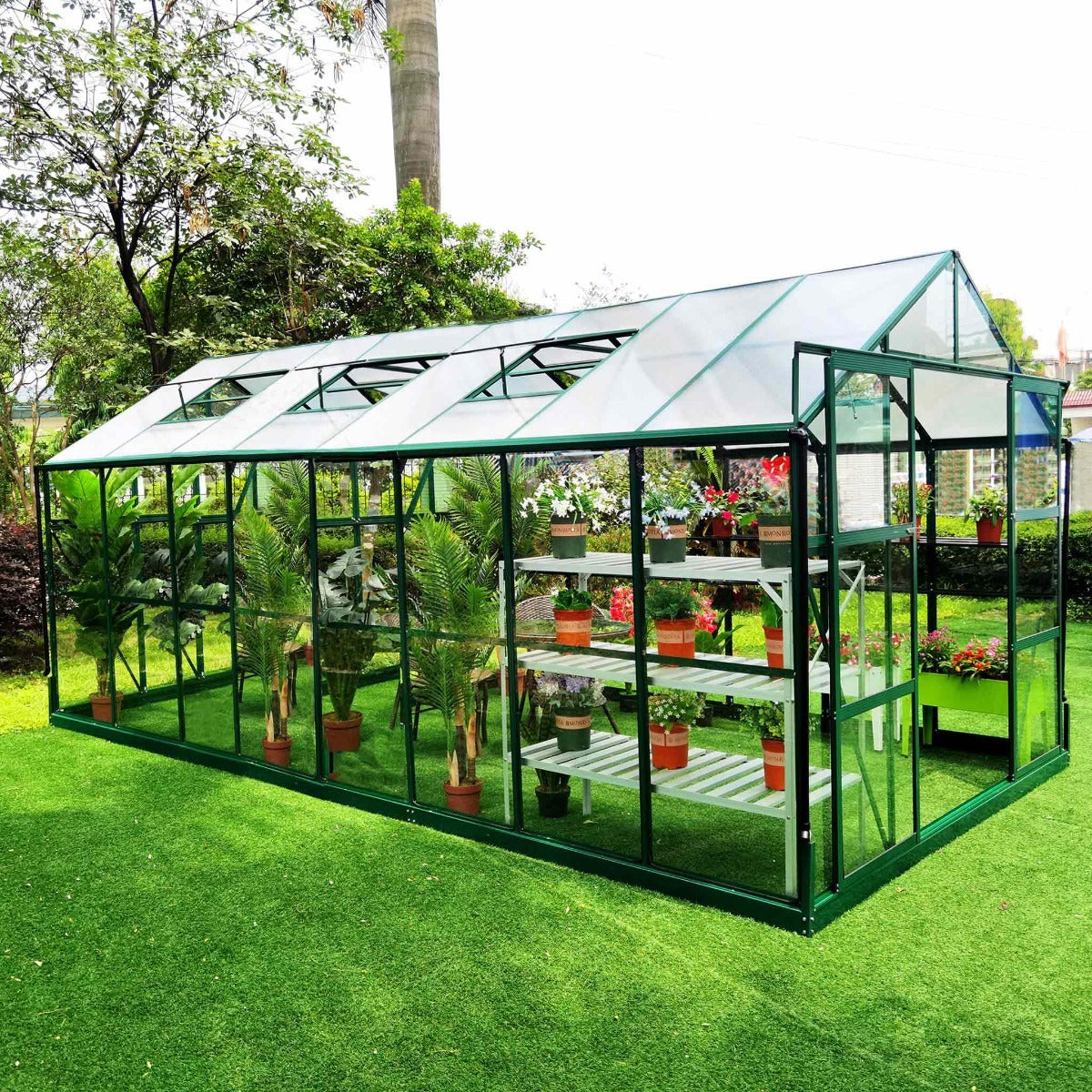 Metalcraft Tuinkas, 14,4 m², 4mm veiligheidsglas, groen