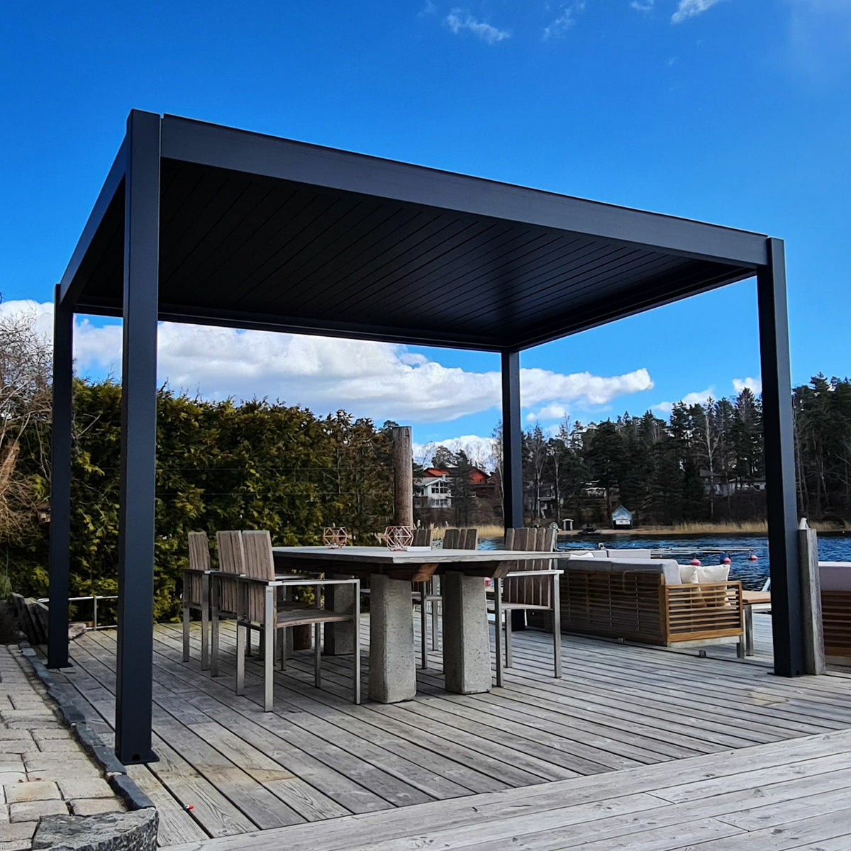 Metalcraft Pergola met traliedak, 3x3m, gemotoriseerd, LED-verlichting, antraciet