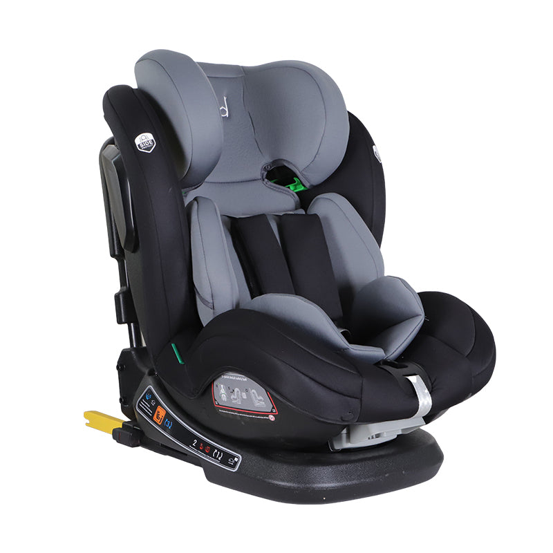 Kikid Seggiolino Auto Premium 40-150cm i-Size 360 ISOFIX R129, Copriseggiolino Nero-grigio