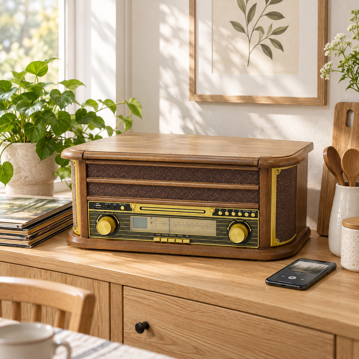 
              Lykke Plattenspieler Schallplattenspieler Retro AM/FM Bluetooth