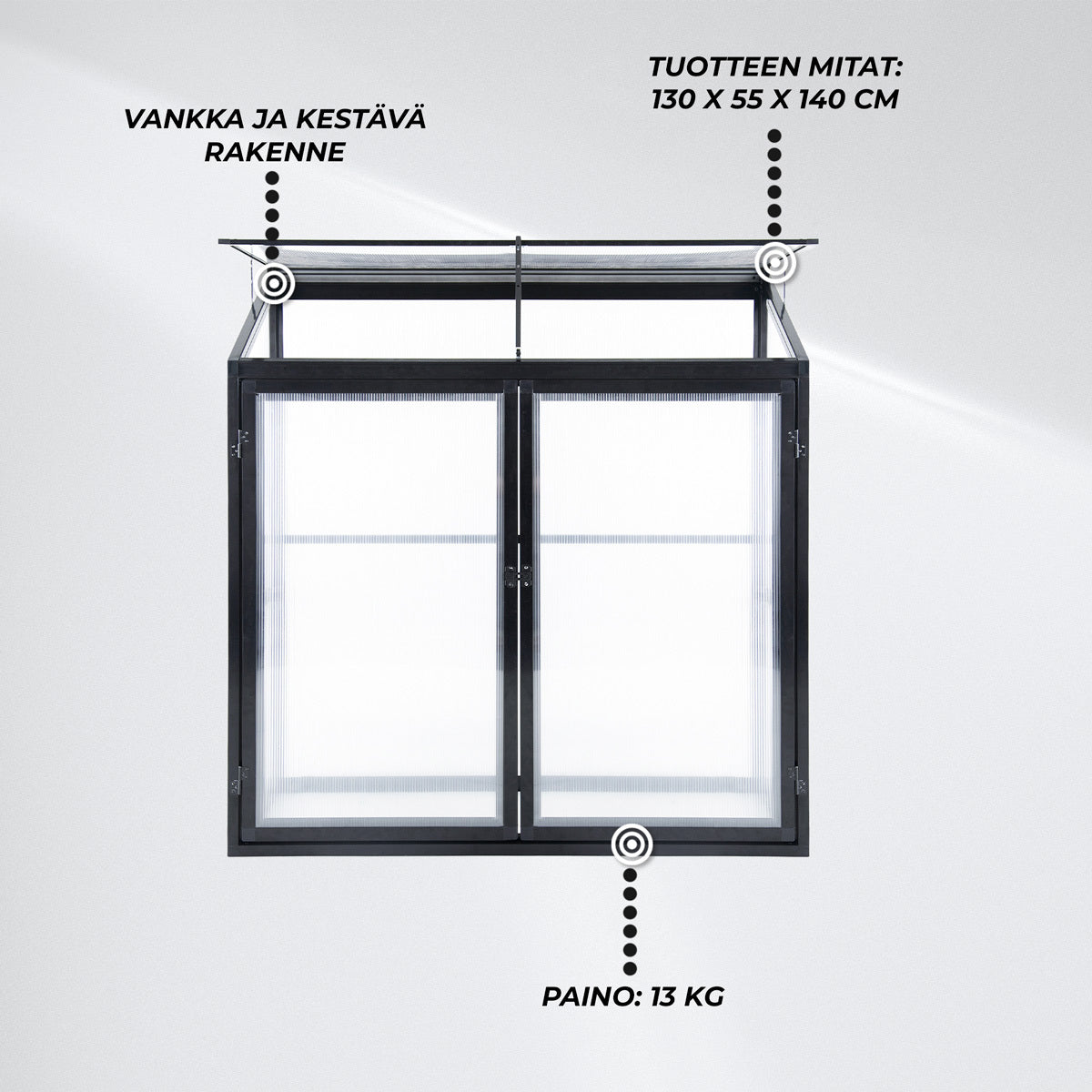 
              Lykke Minikasvihuone Havsvik 130x55x140cm