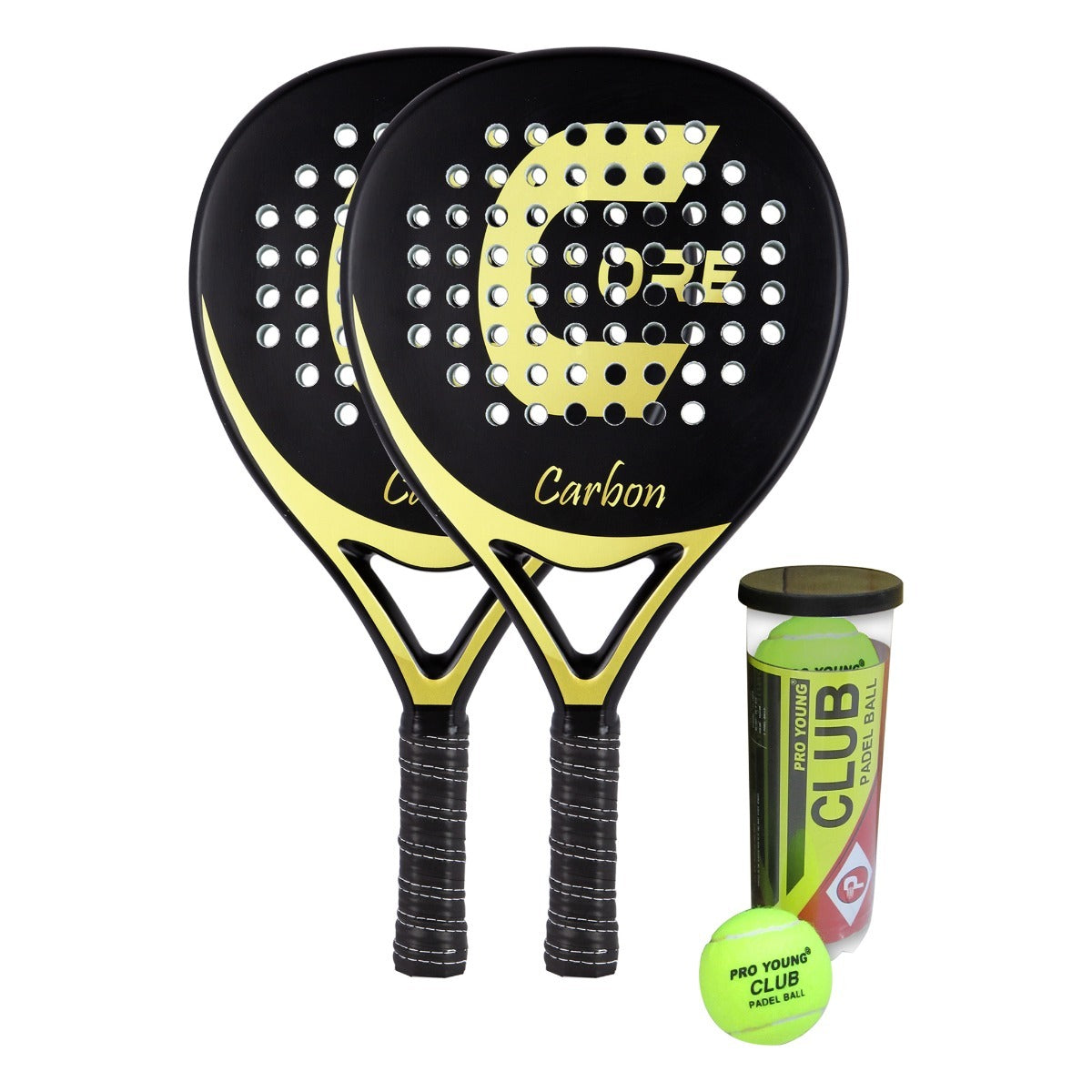 
              Ensemble de Padel Core Carbon, 2 raquettes + balles