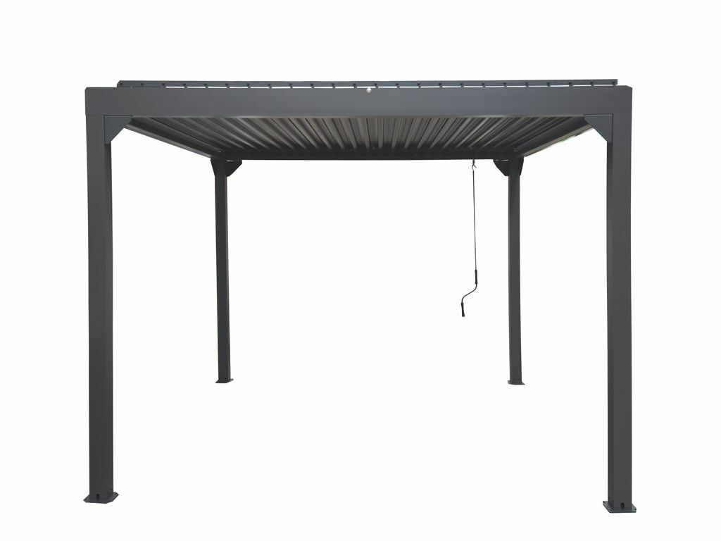 Metalcraft Pergola con tetto a traliccio, 3x3m, azionata a mano, antracite