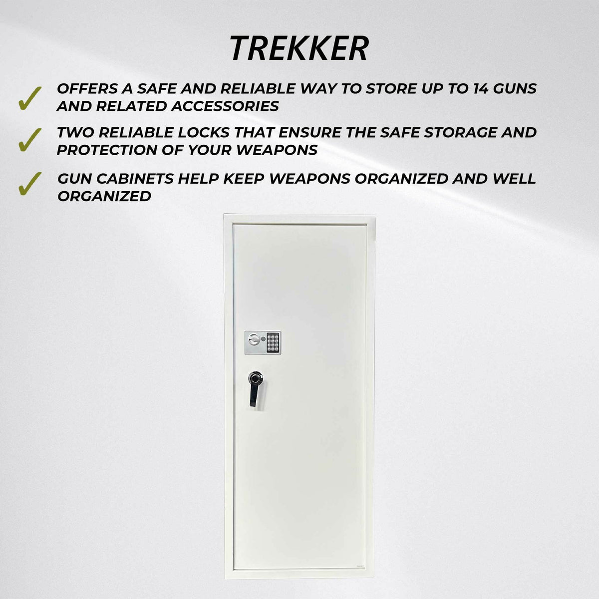
              Trekker Armario para Armas AS1400, Capacidad para 14 Armas, blanco, con berradura digital