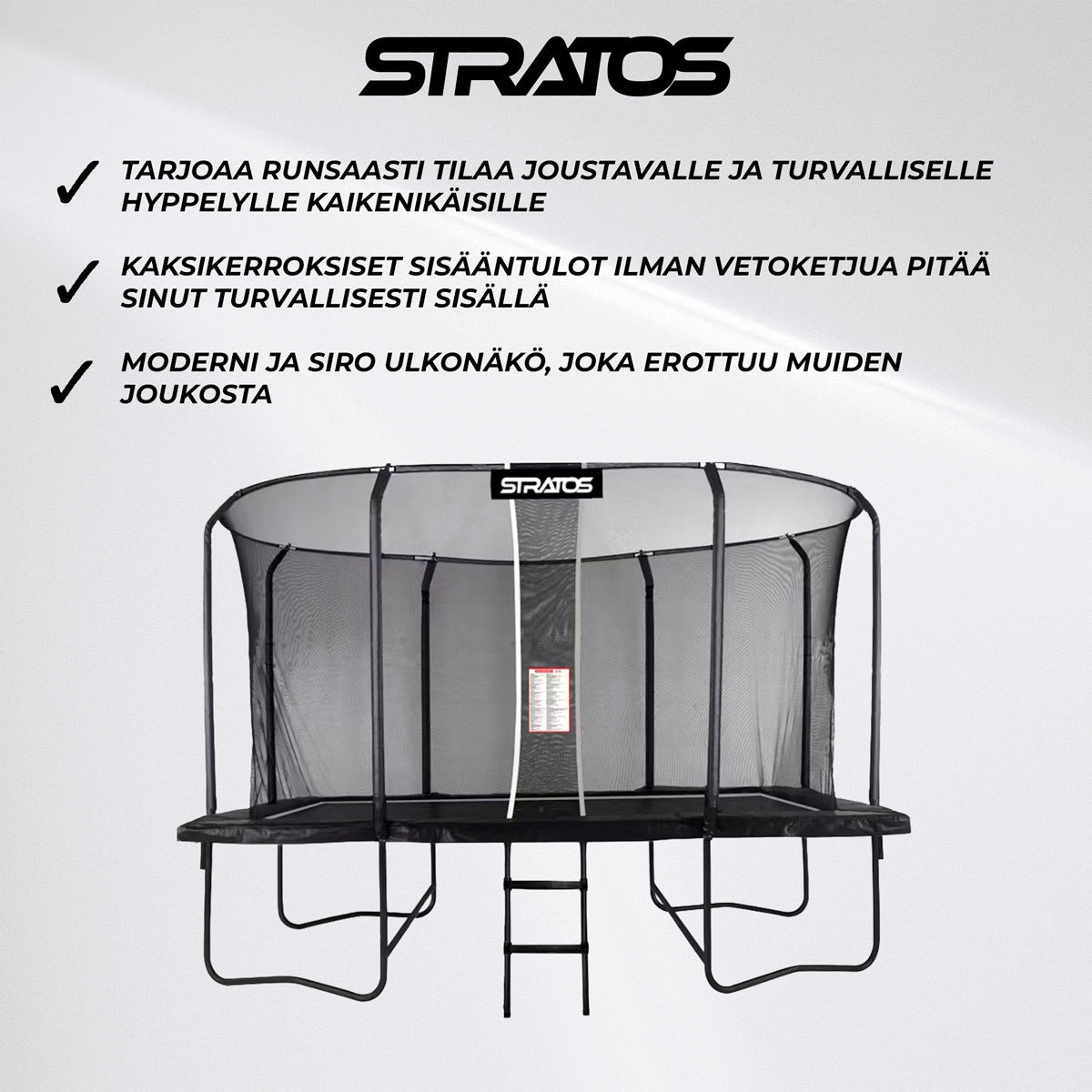 
              Stratos Suorakaide Trampoliini 277x477 cm Premium Black Line