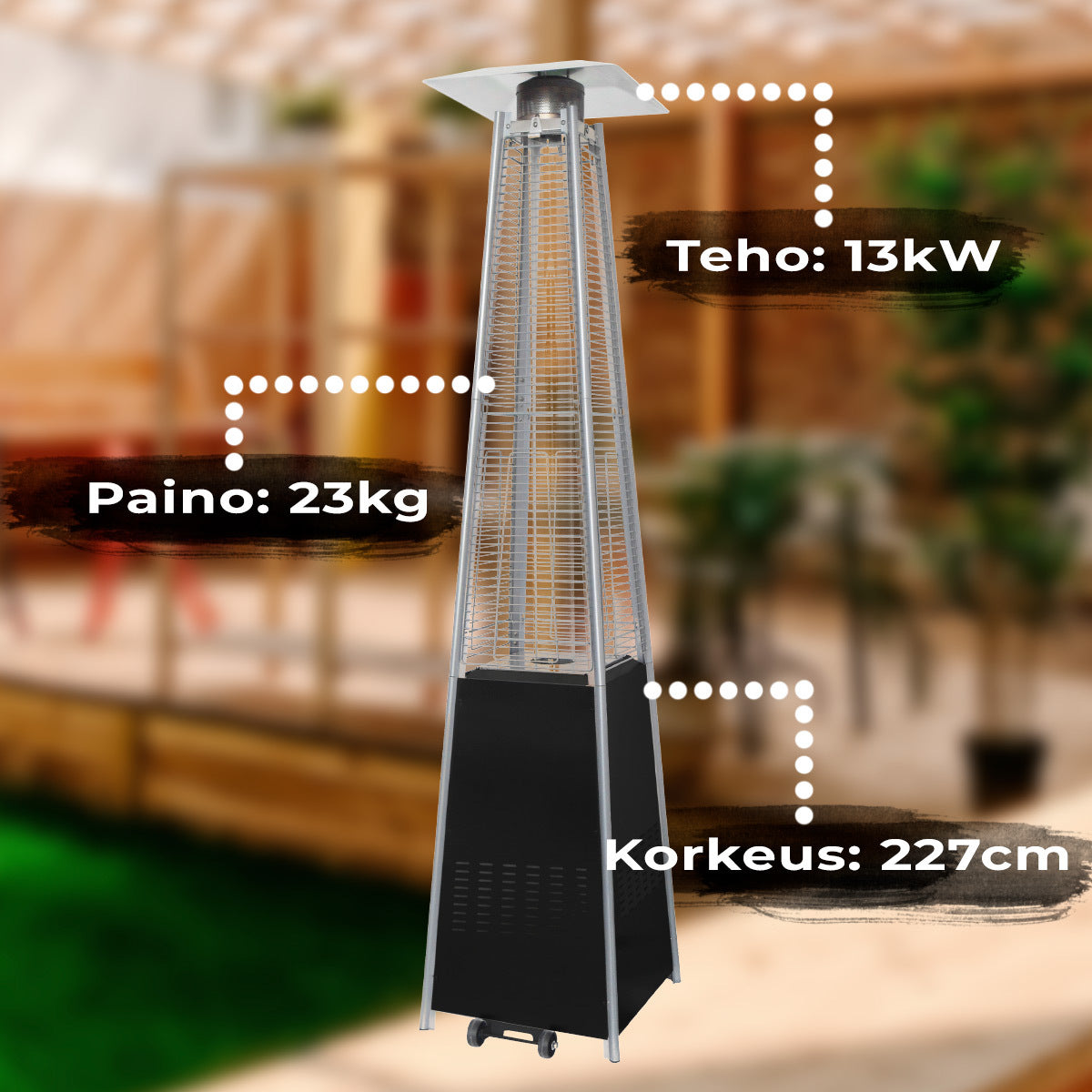 
              Fornorth Terassilämmitin Pyramid, 13kW kaasukäyttöinen, musta