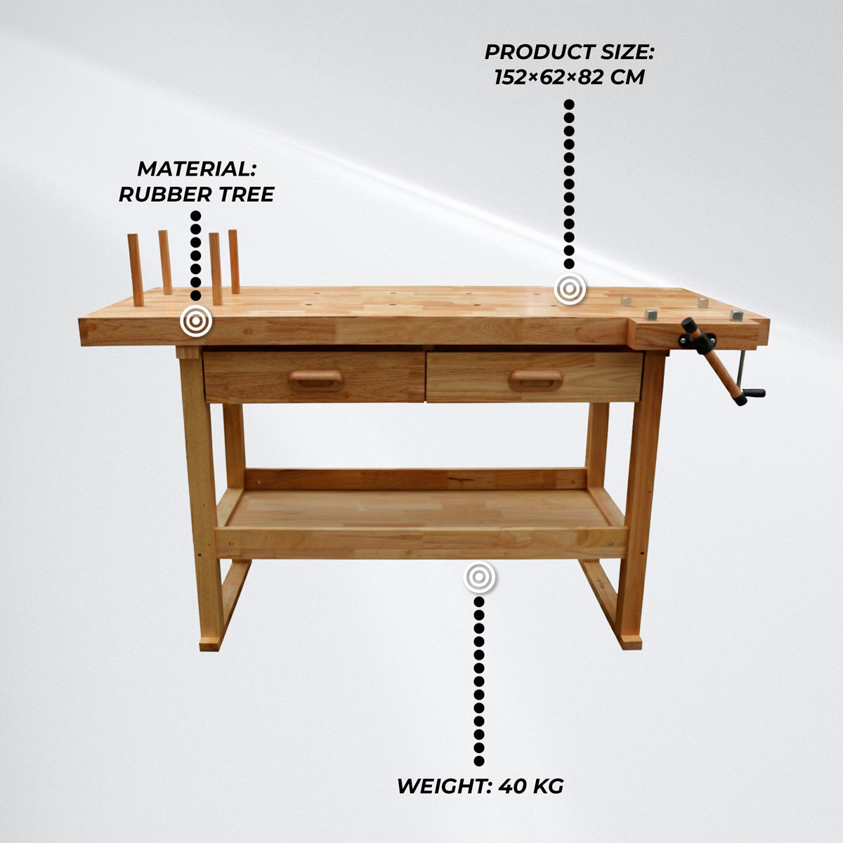 
              Banco de trabajo de madera Lykke Comfort
