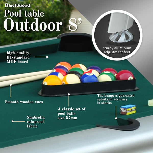 Blackwood Pool Table Outdoor 8’ - 1.890,00 EUR - Nordic ProStore