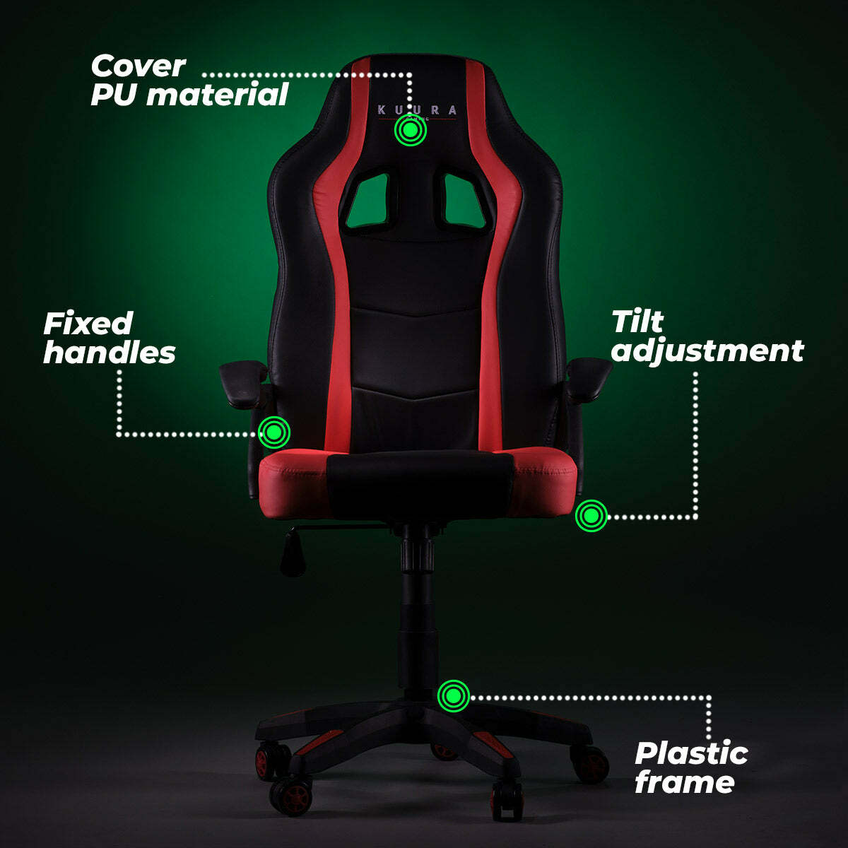 
              Kuura Gaming Sedia da Gaming Gamer, Nero-Rosso