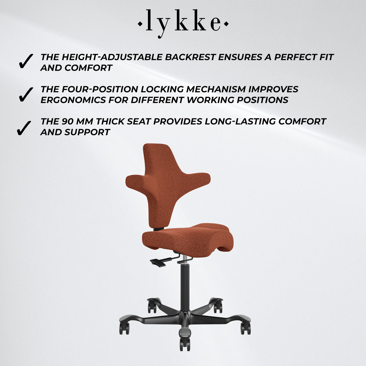 
              Chaise de bureau ergonomique Lykke Comfort, Orange