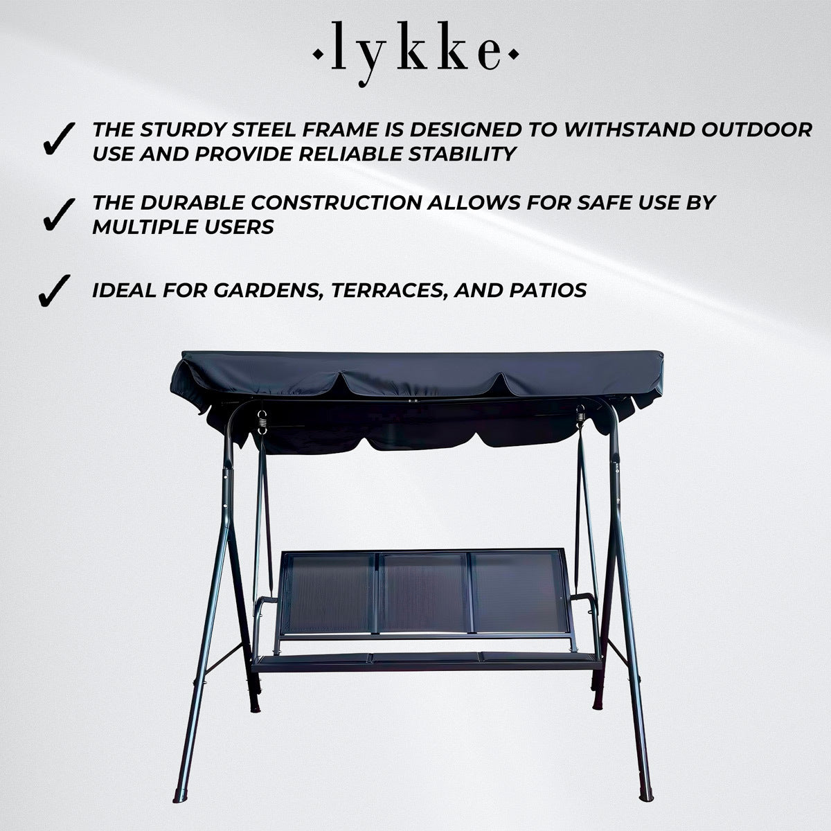 
              Lykke Porch Swing Elegance, Gray
