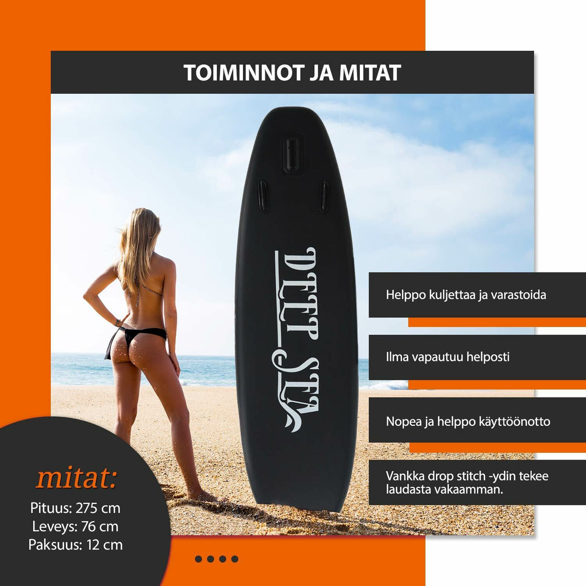 
              Deep Sea SUP-lautasetti Standard, musta