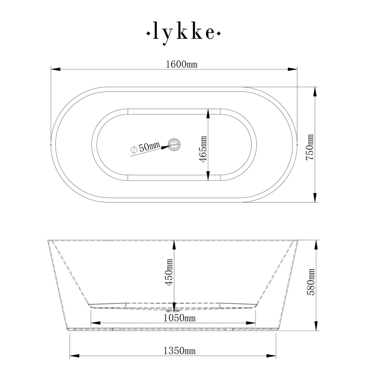 
              Lykke Kylpyamme Polar Deluxe 1600x750x580mm, valkoinen