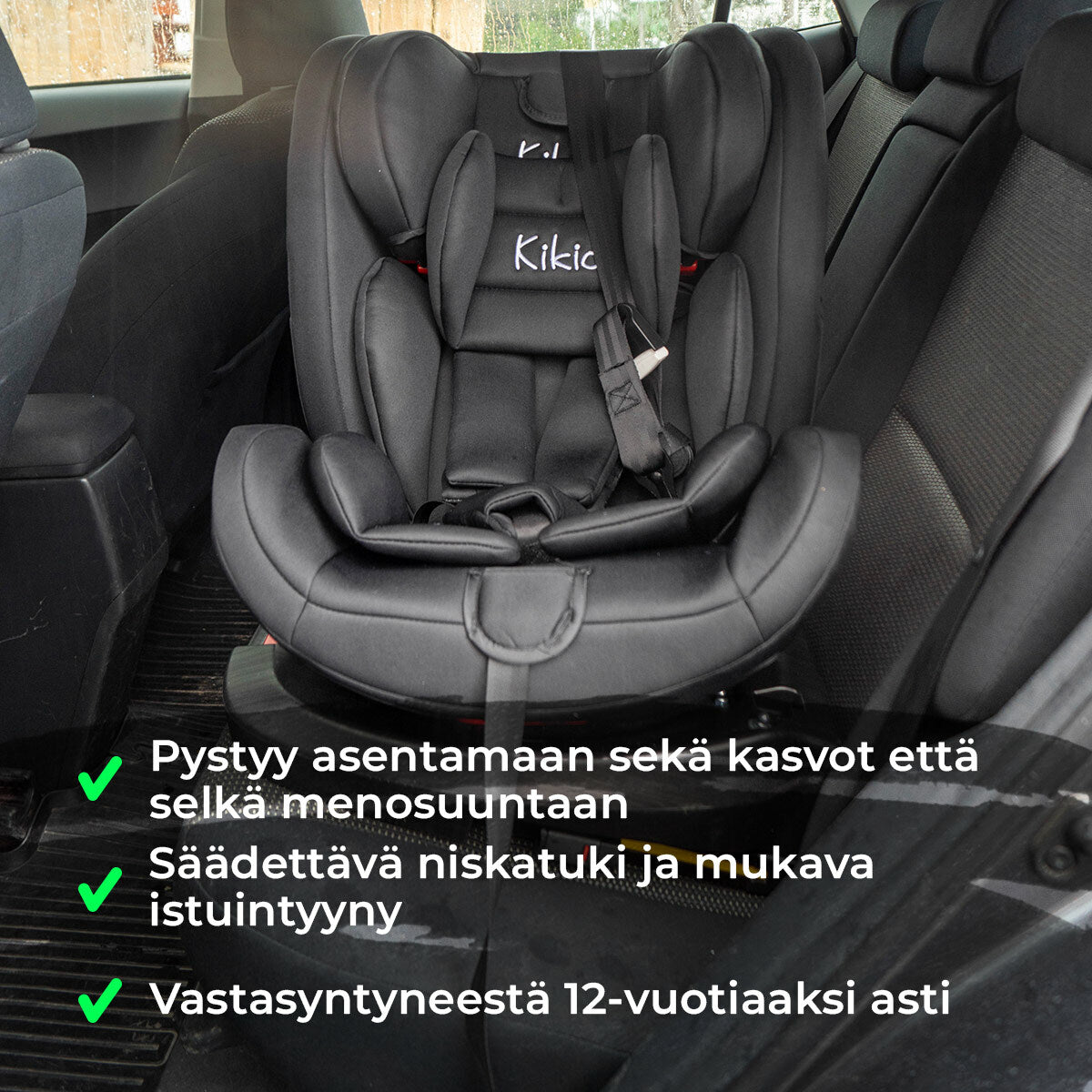 
              Kikid Turvaistuin &amp; Turvakaukalo, ISOFIX, 0-36 kg Black Edition
