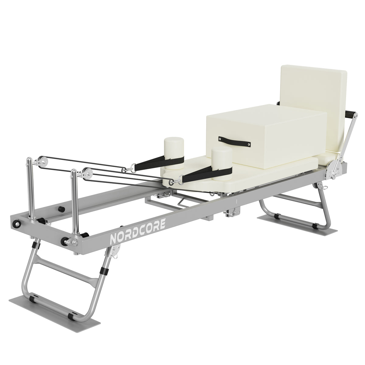 
              Nordcore Pilates Reformer-maskine, sammenklappelig, hvid