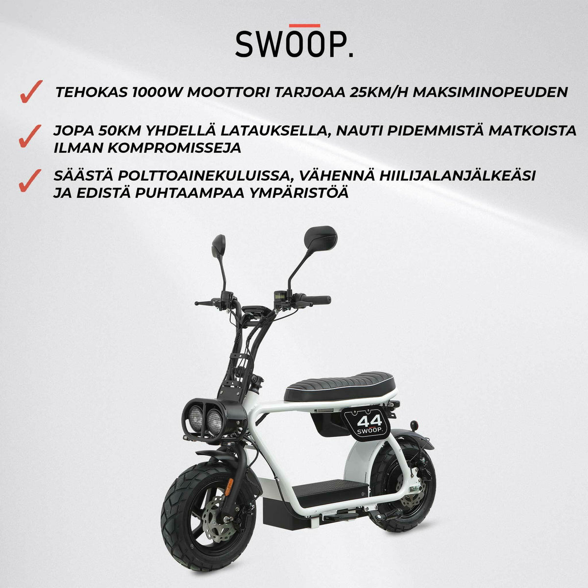 
              Swoop Sähkömopo 1000W Valkoinen