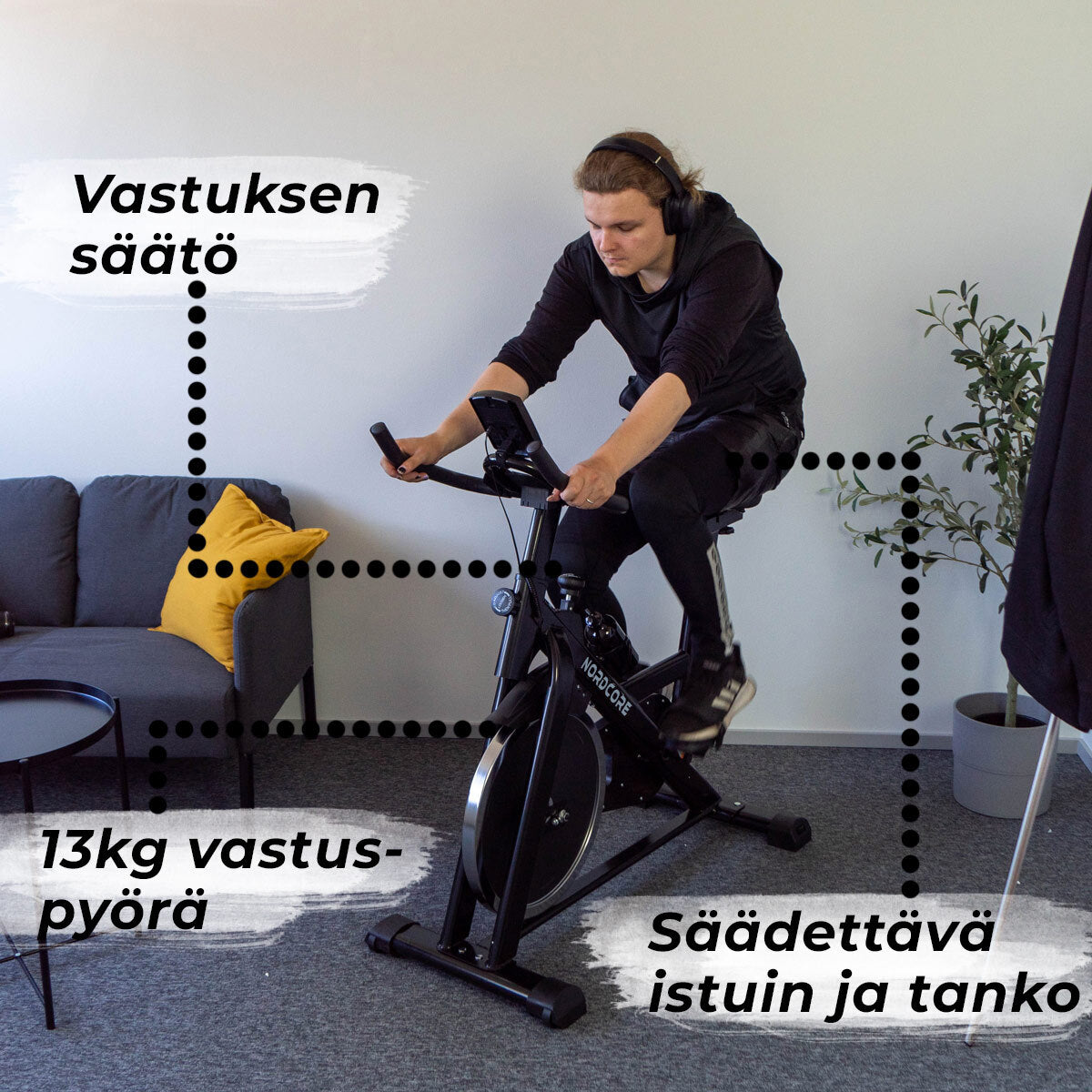 Nordcore Spinningpyörä Core 1300, Musta