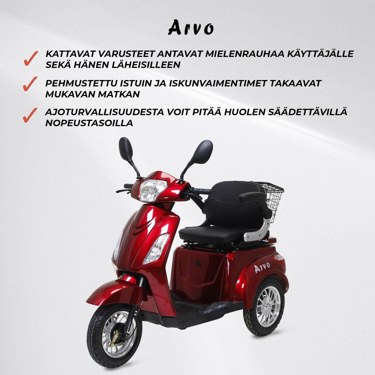 
              Arvo Senioriskootteri P300 Punainen