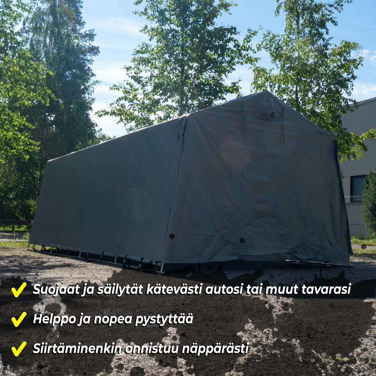 
              Fornorth Pressutalli 2,7x5,1m, vaaleanharmaa