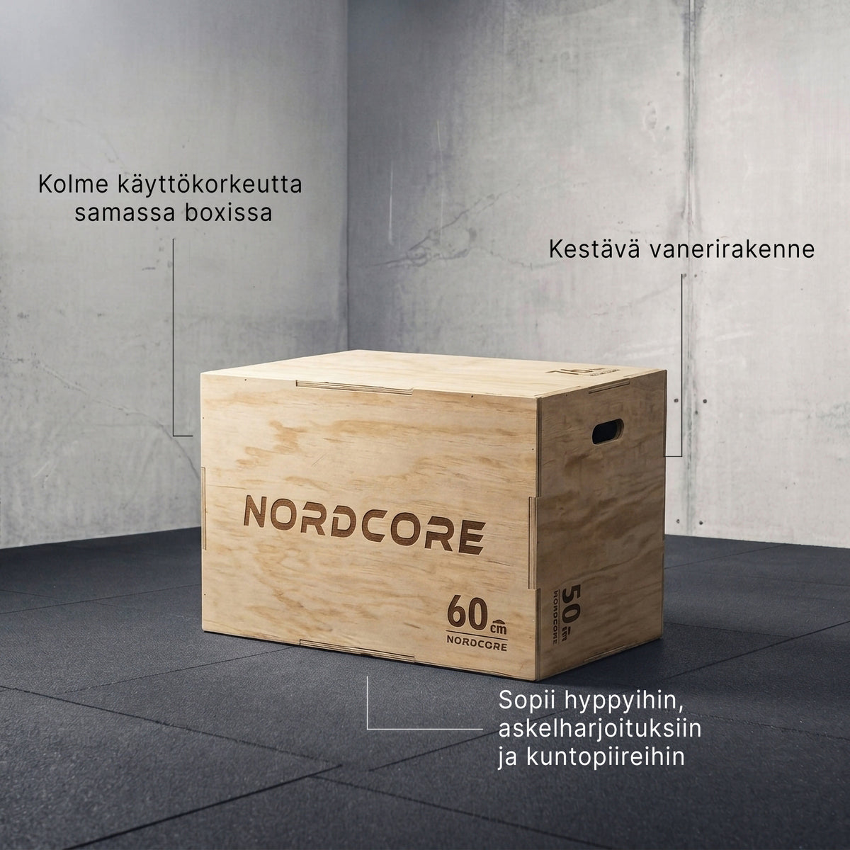
              Nordcore Hyppyboxi Puinen 50X60X76CM
