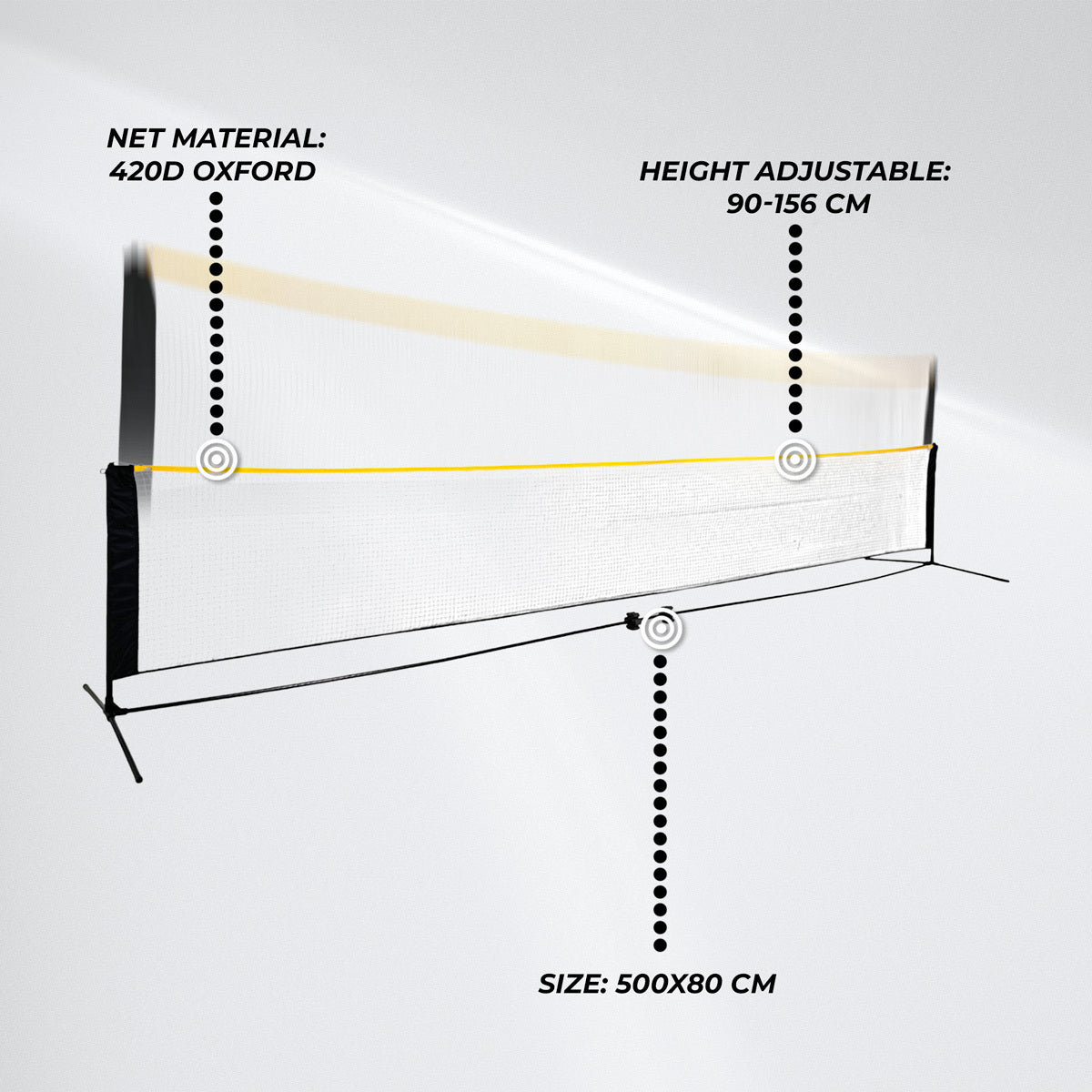
              React Badminton Net Height Adjustable 500x80 cm
