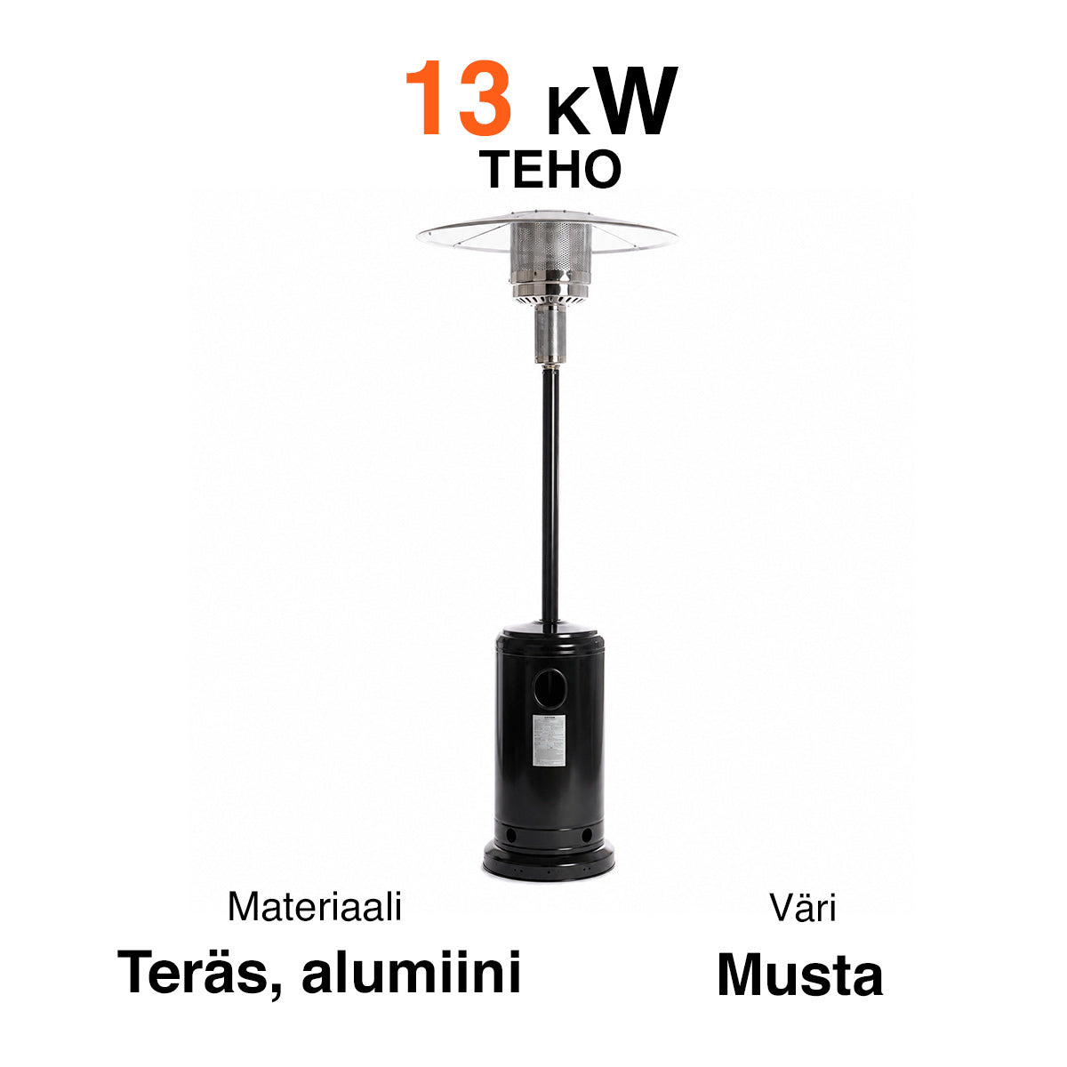 
              Fornorth Fungo Riscaldante Stand Patio 13kW alimentato a gas, nero