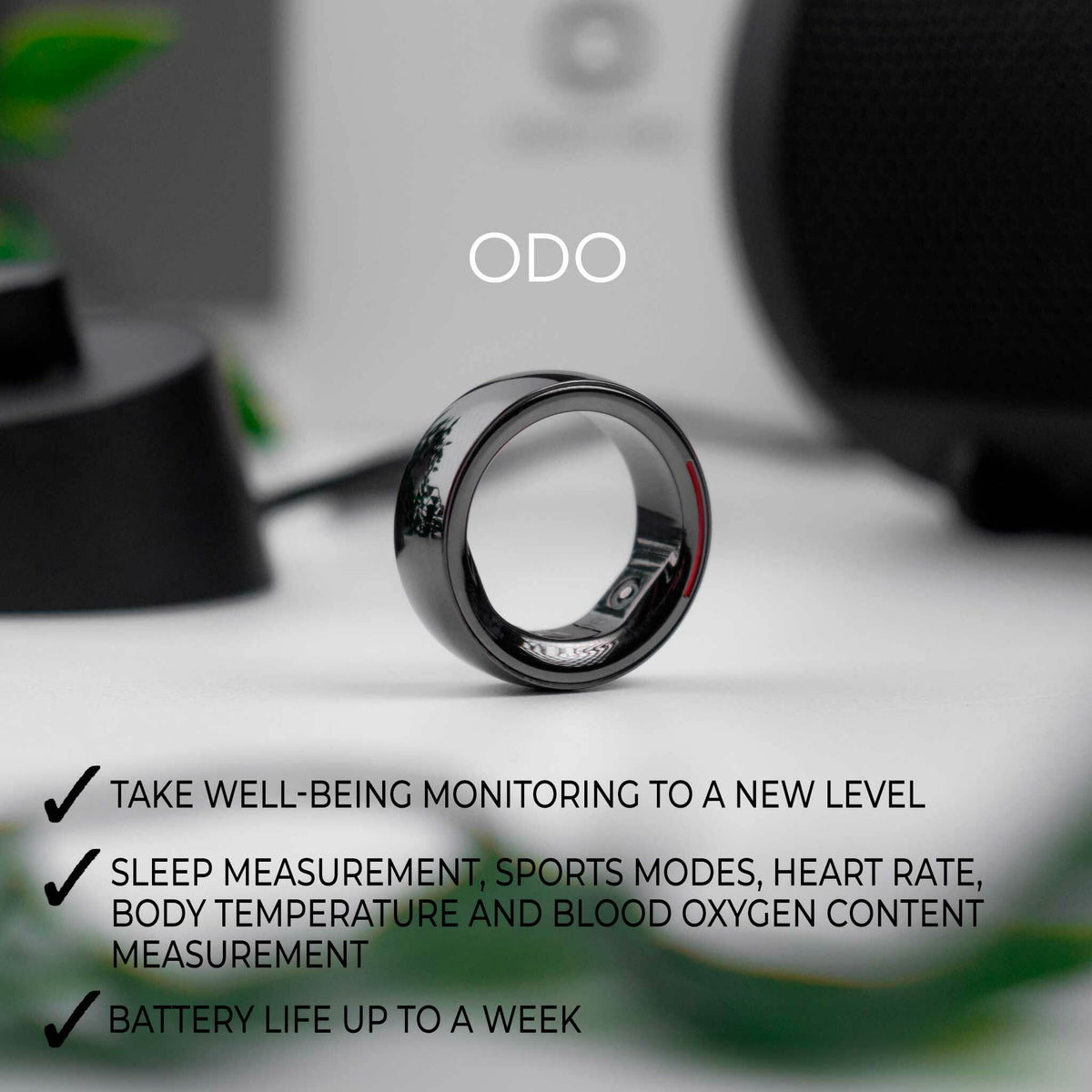
              Odo Smart Ring 2, Schwarz