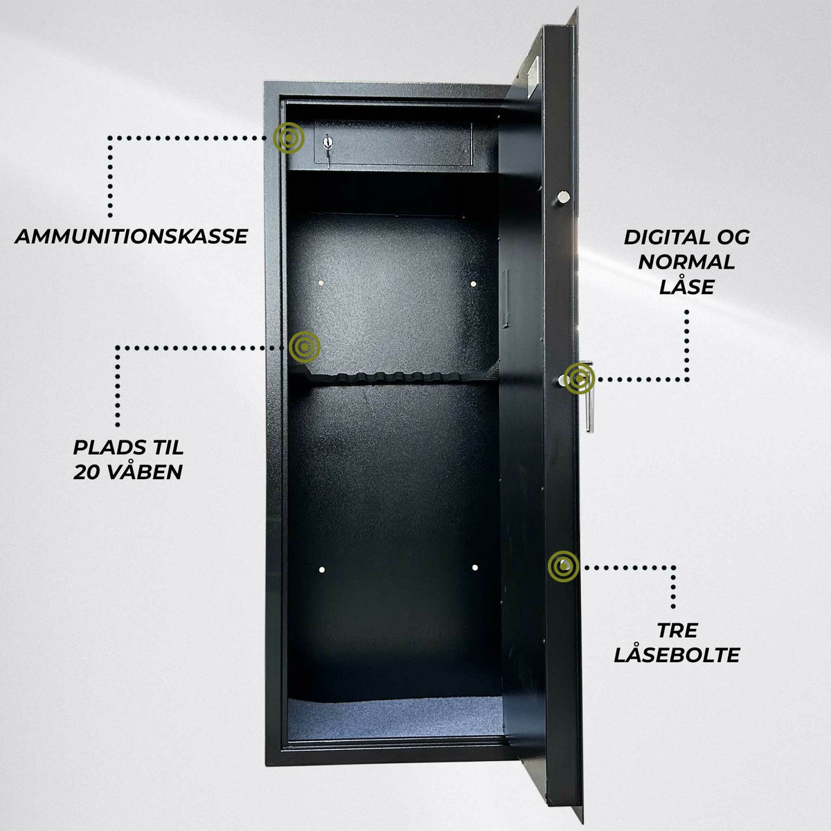 
              Trekker Armario de armas para 20 armas AS2000, negro, con cerradura digital
